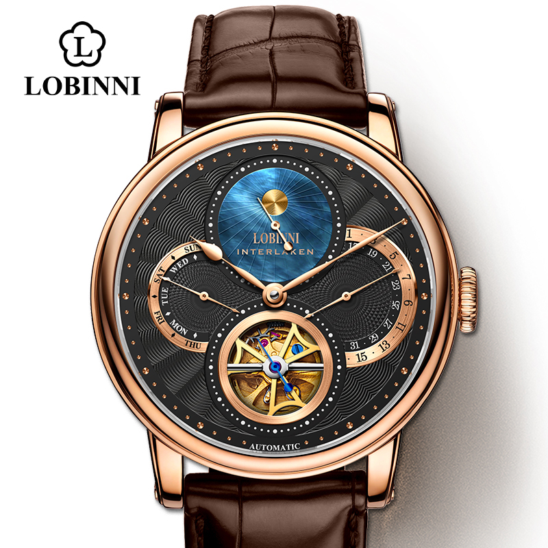 Chronograph Flyback Watch - LOBINNI Watch Men Automatic Gold Mechanical