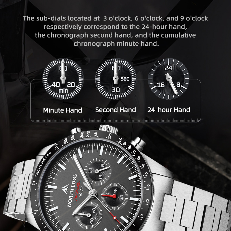 NORTH EDGE 2025 LONGWINGS Men  - Chronograph Flyback Watch 评论和价格